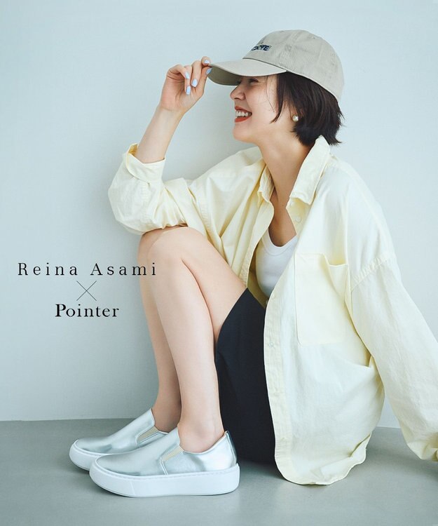 Pointer 【浅見れいなさん×Pointerコラボ】日本製 本革スリッポン シルバー