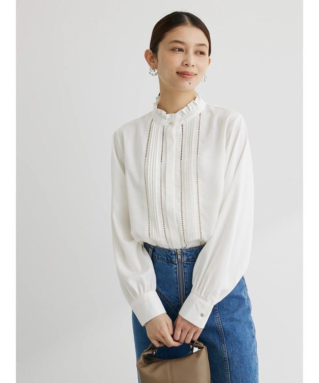 Green Parks ・ＥＬＥＮＣＡＲＥ　ＤＵＥ　ハシゴレースブラウス Off White