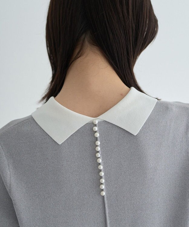 YECCA VECCA 2way襟付きフリルレイヤードニット Gray Mixture