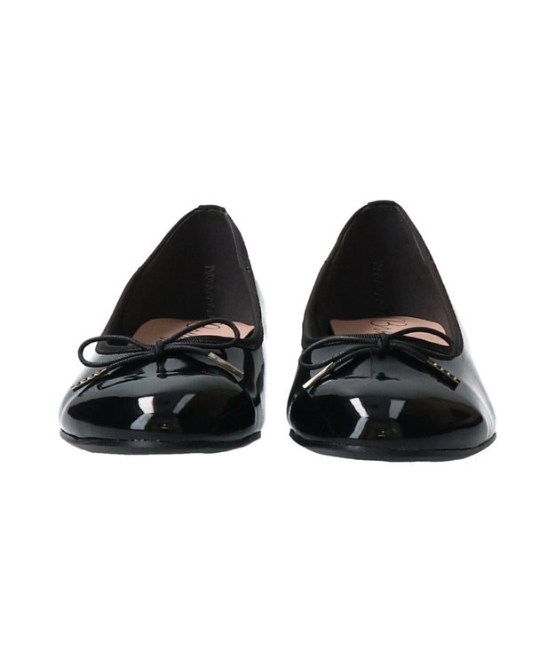 Bridget Birkin 【Bridget Birkin】ラウンドトゥリボンレインフラットパンプス ブラックエナメル