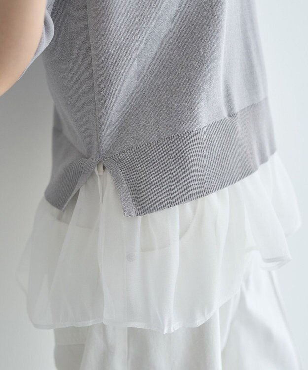 YECCA VECCA 2way襟付きフリルレイヤードニット Gray Mixture