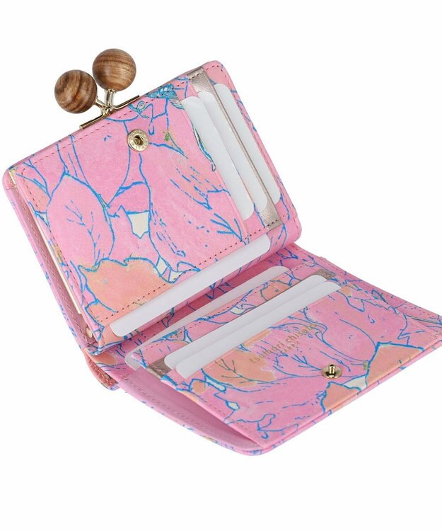 tsumori chisato CARRY 葉っぱ がま口 2つ折り財布 ピンク