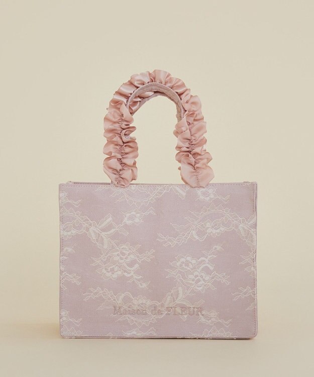 Maison de FLEUR レースフリルハンドルスクエアトートSバッグ Light Pink