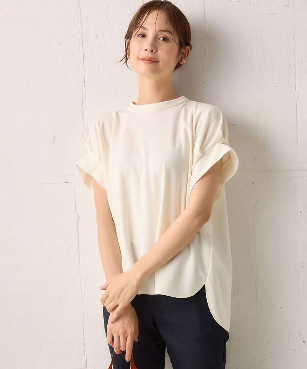 組曲 【WEB限定】ライトジョーゼット袖タック ブラウス アイボリー系