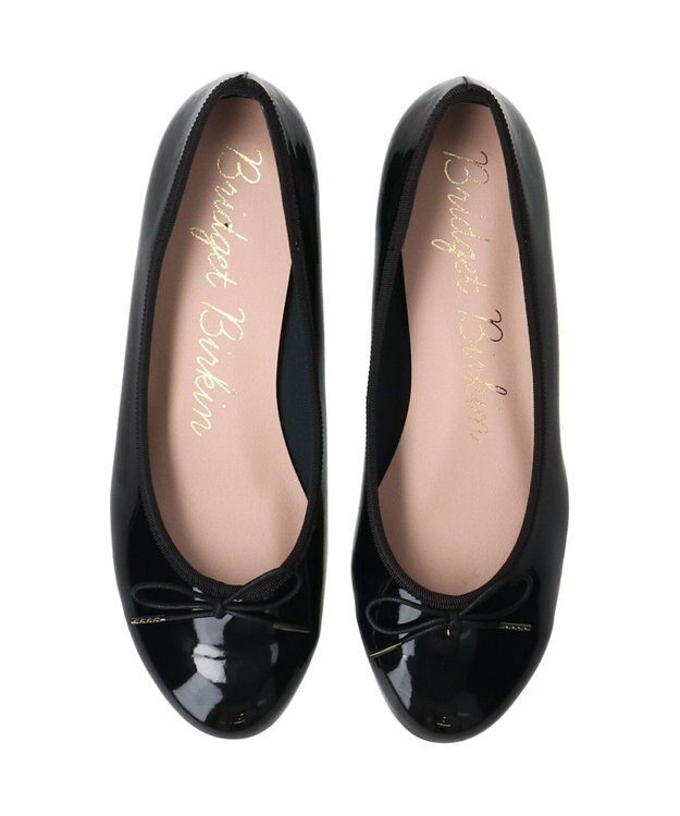 Bridget Birkin 【Bridget Birkin】ラウンドトゥリボンレインフラットパンプス ブラックエナメル