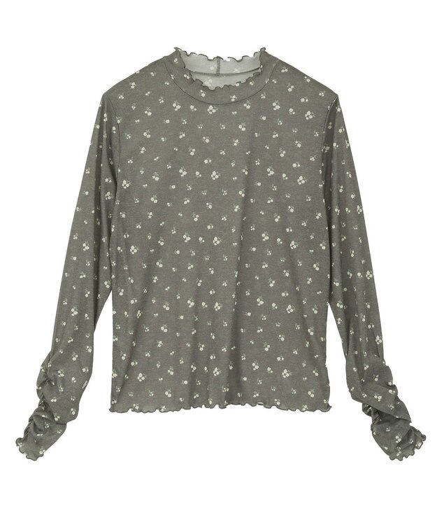 earth music&ecology ハイネックフラワーメロープルオーバー Light Gray