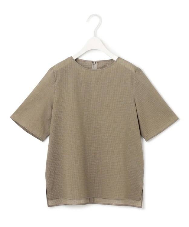 ICB 【洗える】コットンリップル Tブラウス オリーブ系