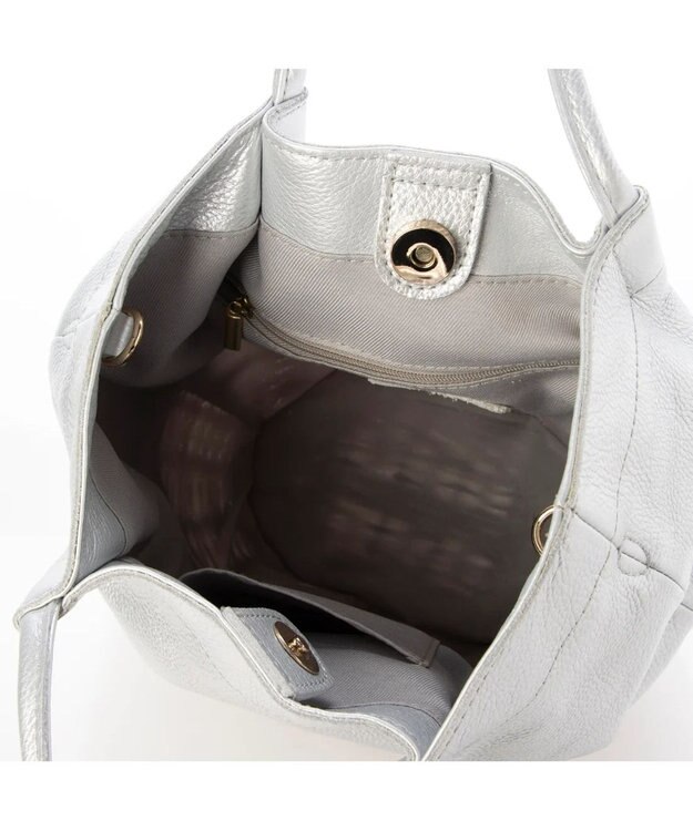 UNBILLION perche 牛革×ヤナギ底2wayトートバッグ シルバー