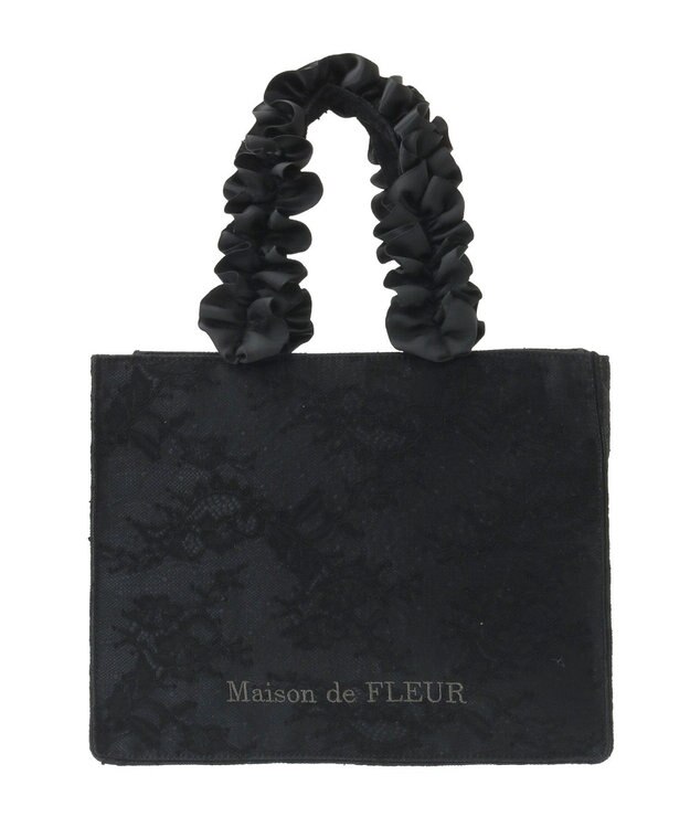 Maison de FLEUR レースフリルハンドルスクエアトートSバッグ Black