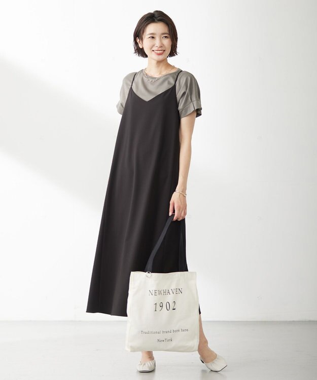 J.PRESS LADIES S 【WEB限定】サイロドライギャバ2wayストレッチ キャミワンピース ブラック系