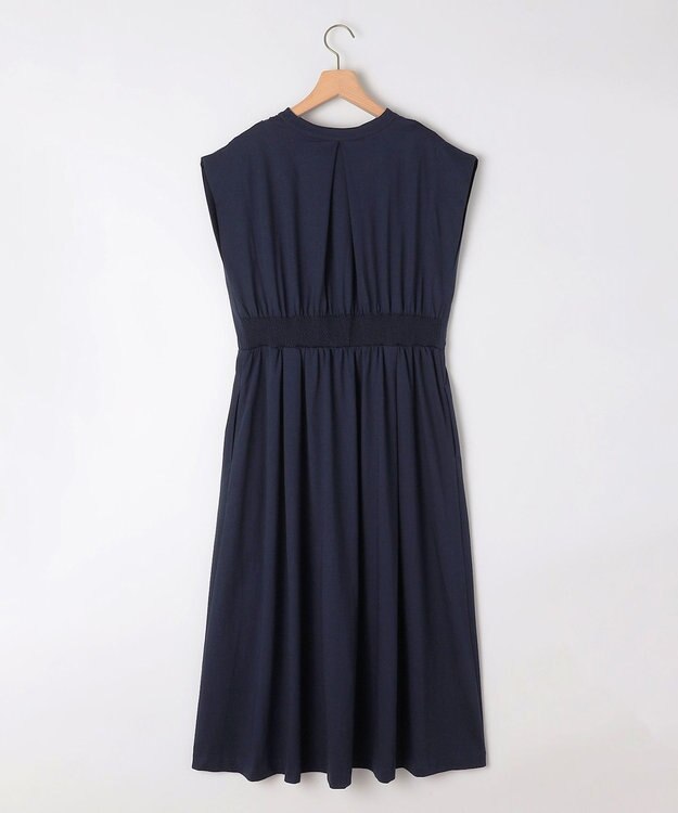組曲 【洗える・WEB限定】プレーティング天竺 ドレープワンピース ネイビー系