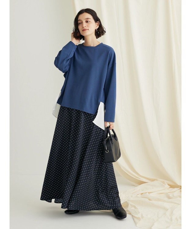 CRAFT STANDARD BOUTIQUE 布帛切替デザインプルオーバー Navy