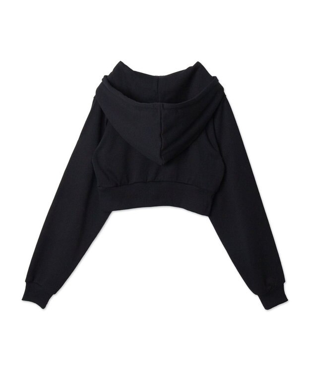 WEGO ラインストーンWジップショートパーカー ブラック