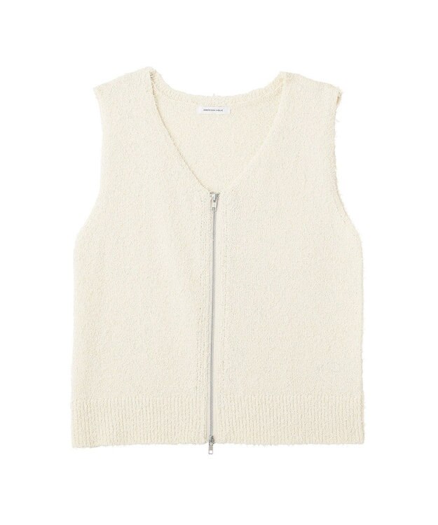AMERICAN HOLIC ダブルZIPシャギーニットベスト Ivory