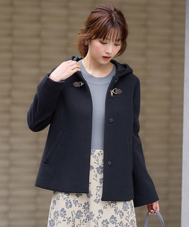 ANY SIS S 【2WAY】ファインウールモッサ ショートコート ネイビー