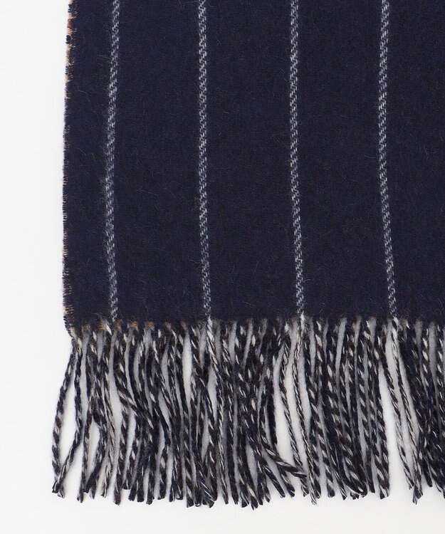 J.PRESS MEN リバーシブル カシミヤマフラー チェック×ストライプ ベージュ系4