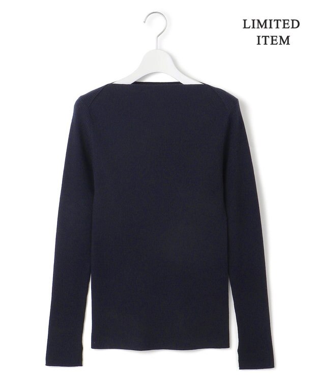 ICB 【WEB限定】 エクストラファインメリノ ボートネックプルオーバー ネイビー系