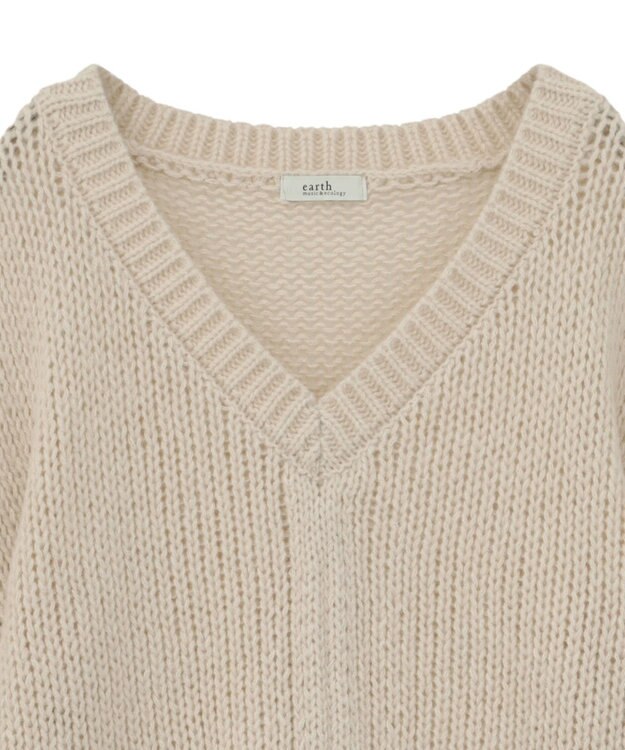 earth music&ecology フロントシャーリングニットプルオーバー アイボリー