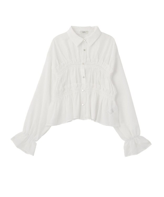 earth music&ecology シャーリングストライプシャツ Stripe White