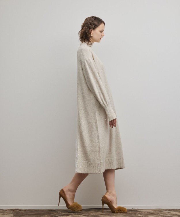 GRACE CONTINENTAL スパンコールニットワンピース ホワイト