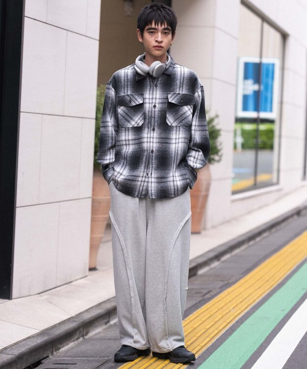 WEGO 【2025年秋冬新作/ユニセックス着用ITEM/SMLサイズ展開】ヘビーネルチェックシャツ（LS） 柄1