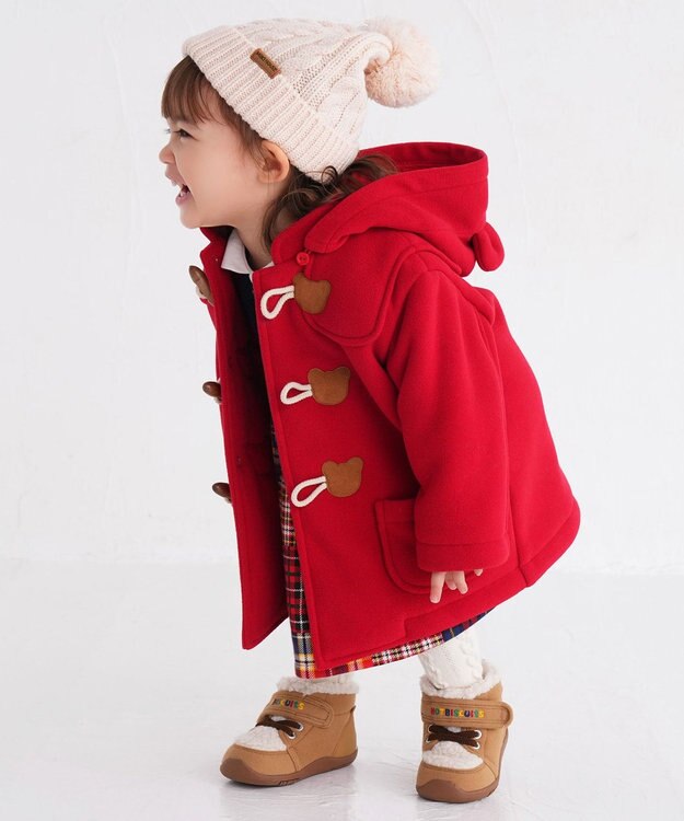 MIKI HOUSE HOT BISCUITS 【80-120cm】 フリースボンディング ダッフルコート 赤