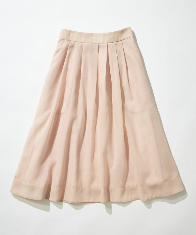 組曲 【洗える・シワになりにくい】カラーボイル シアーフレアスカート ピンクベージュ系