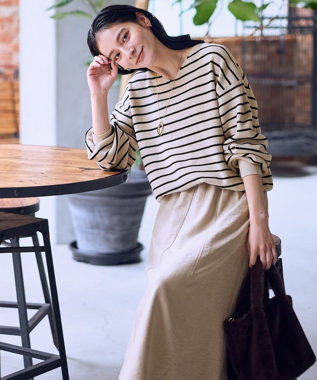 ANY 【ウエストゴム】スエードフレアスカート ベージュ