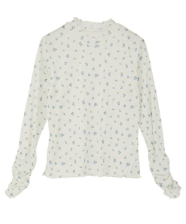 earth music&ecology ハイネックフラワーメロープルオーバー Ivory