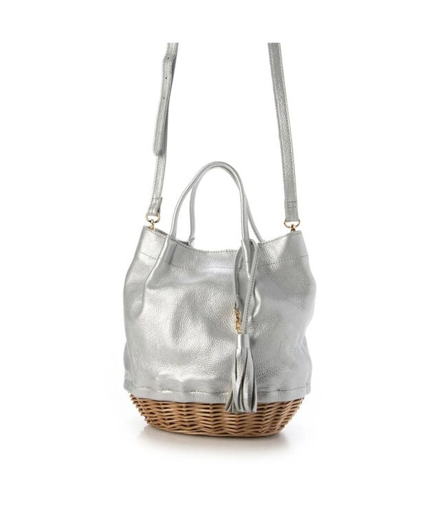 UNBILLION perche 牛革×ヤナギ底2wayトートバッグ シルバー