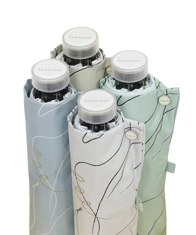 MOONBAT 【晴雨兼用/ 一級遮光/UV99％】フワクール (Fuwacool) 折りたたみ日傘 フワクールホワイト ラインフラワー 軽量 ホワイト