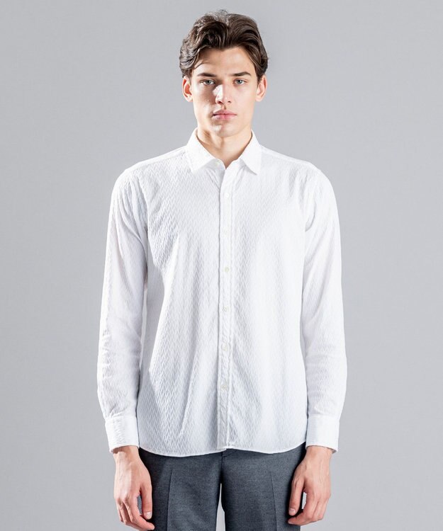 JOSEPH HOMME アロージャガードストレッチ　レギュラーカラーシャツ ホワイト系