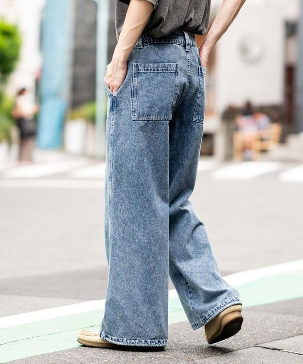 WEGO ローライズバギーフレアデニムパンツ デニム中濃加工色