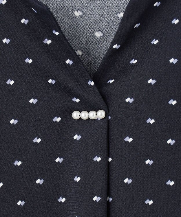 ANY SIS 【接触冷感・吸水速乾・UVケア】エアリードレープスムース 七分袖 ブラウス ネイビー系