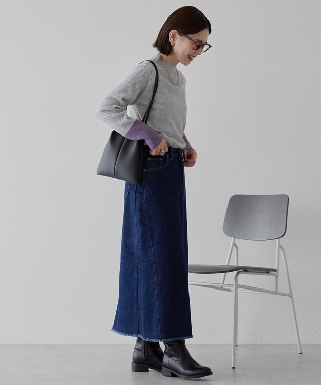 AMERICAN HOLIC バイパチ袖配色リブプルオーバー Light Gray