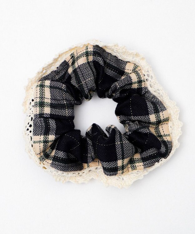 WEGO Lレースフリルラメチェックシュシュ ネイビー