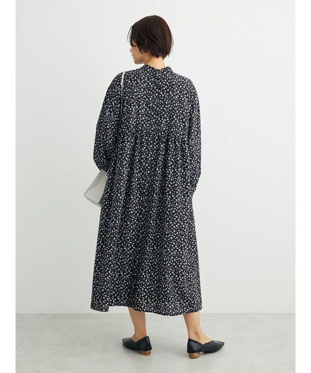 Green Parks ２ｗａｙ小花柄ギャザーシャツワンピース Black