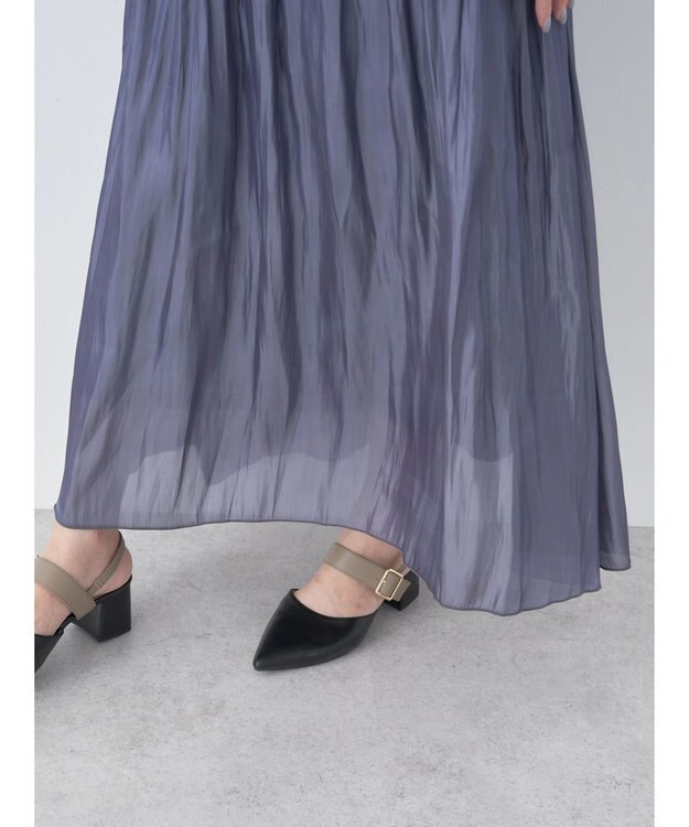 earth music&ecology シャイニーギャザースカート Charcoal Gray