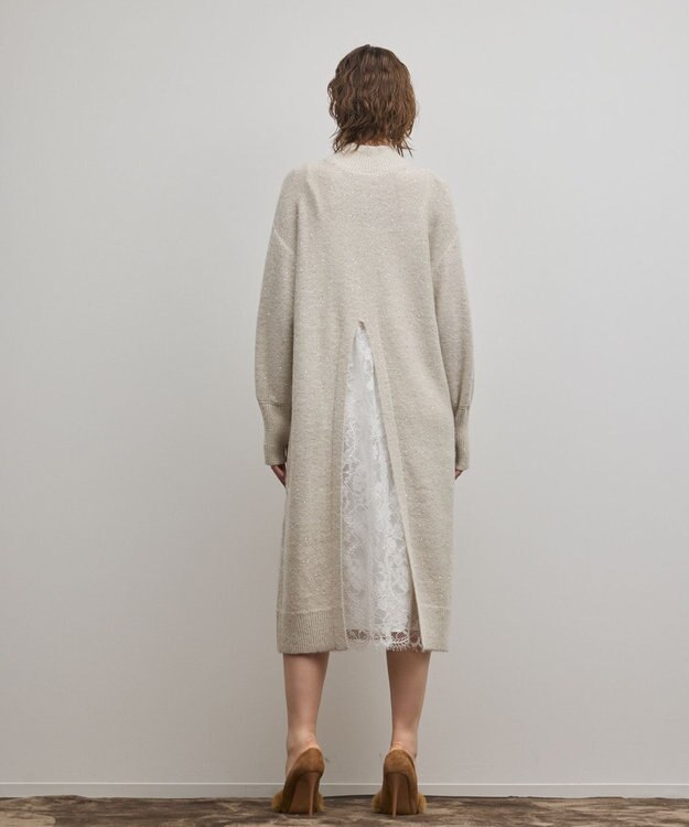 GRACE CONTINENTAL スパンコールニットワンピース ホワイト