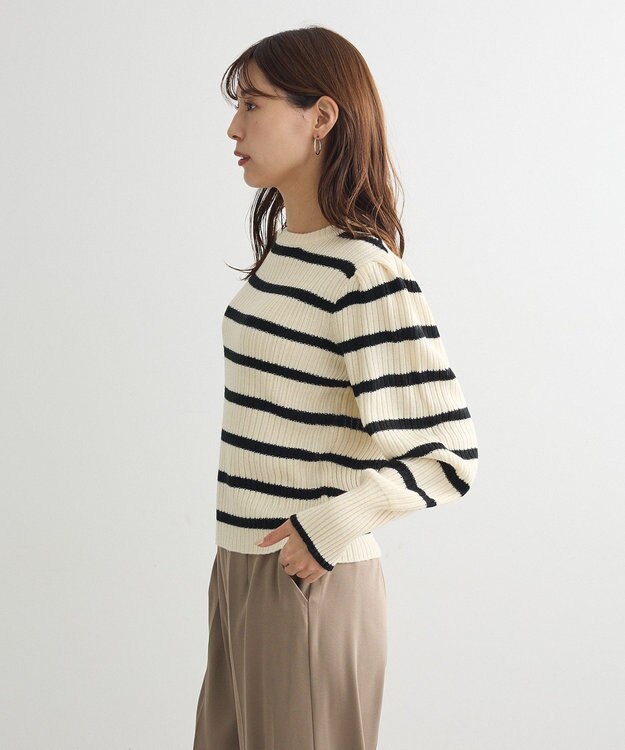 Green Parks 洗える　パフニットプルオーバー Border