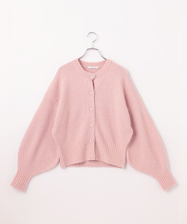 #Newans 【洗える】ボリュームスリーブニットカーディガン ピンク系