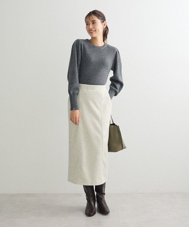 Green Parks 洗える　パフニットプルオーバー Gray Mixture