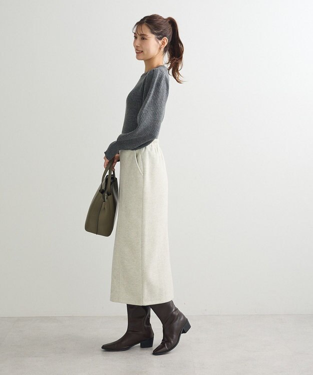 Green Parks 洗える　パフニットプルオーバー Gray Mixture