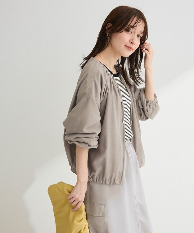 Green Parks ドロストネックシアーブルゾン Gray Beige