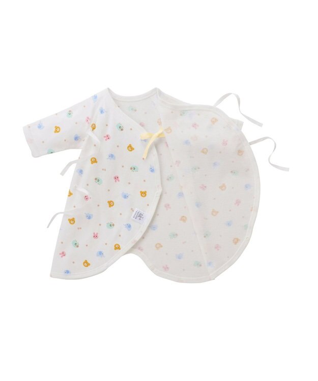 MIKI HOUSE HOT BISCUITS 【50-60cm】 フライス素材の総柄コンビ肌着 マルチカラー