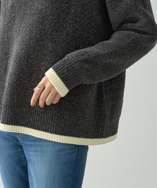 AMERICAN HOLIC バイカラーニットプルオーバー Charcoal Gray