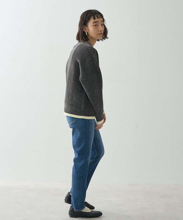 AMERICAN HOLIC バイカラーニットプルオーバー Charcoal Gray