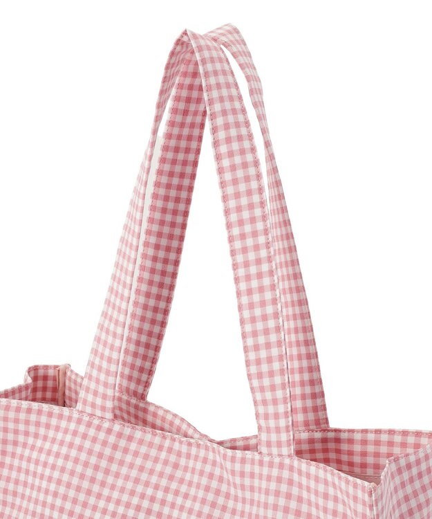 Maison de FLEUR ブランドロゴ刺繍ギンガムスクエアトート Pink