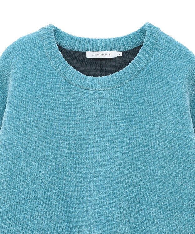 AMERICAN HOLIC バイカラーニットプルオーバー Sax