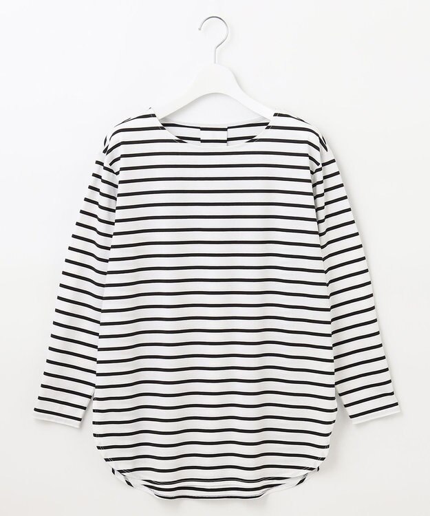 J.PRESS LADIES S ボーダー TEE シャツテール カットソー ブラック系1